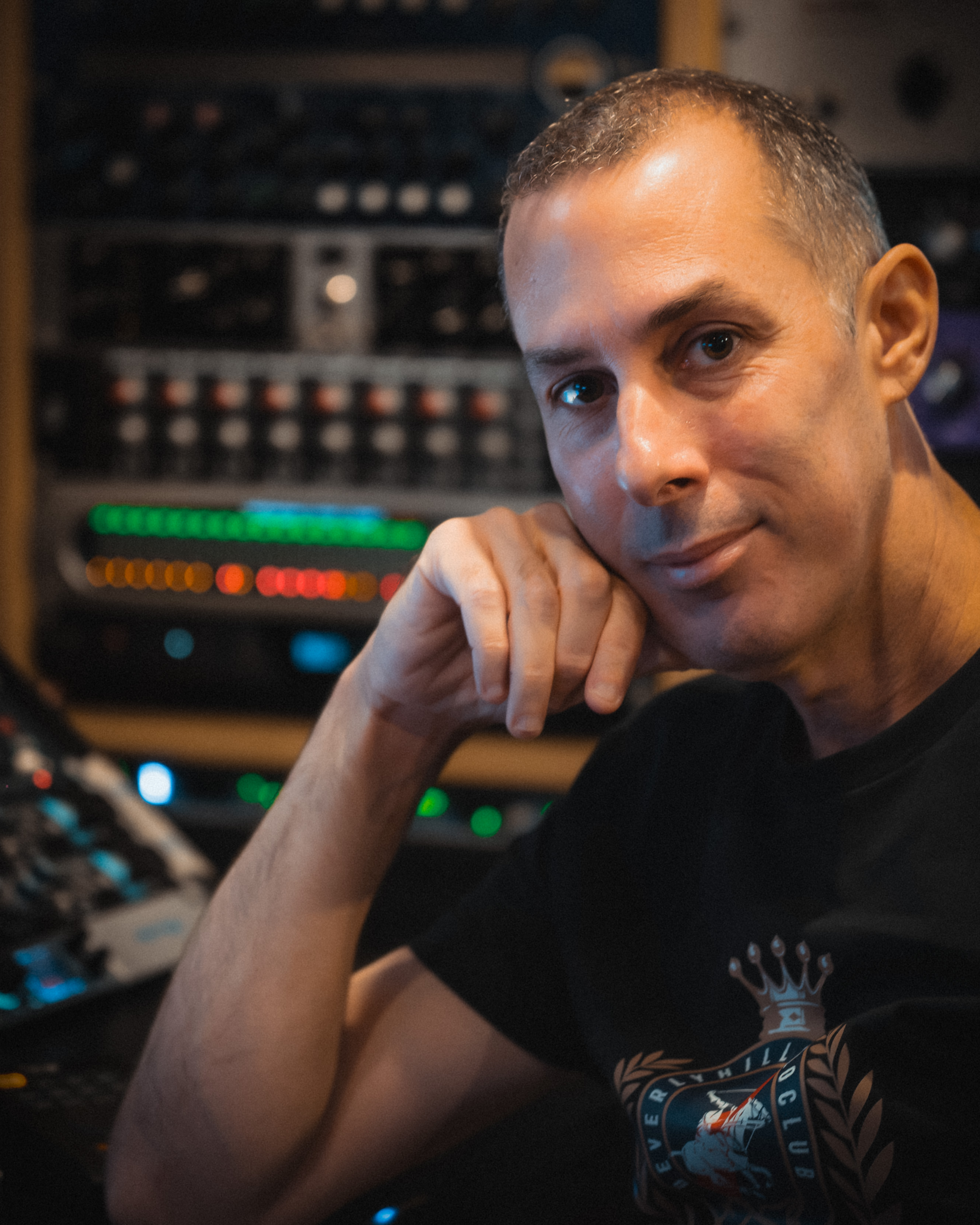 Amir Marcus in a music production studio